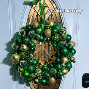 Festive Green and Gold Holiday Wreath